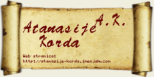 Atanasije Korda vizit kartica